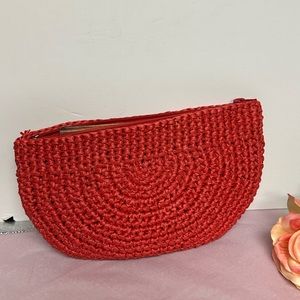 SAKOWITZ Purse Half Moon Red Straw